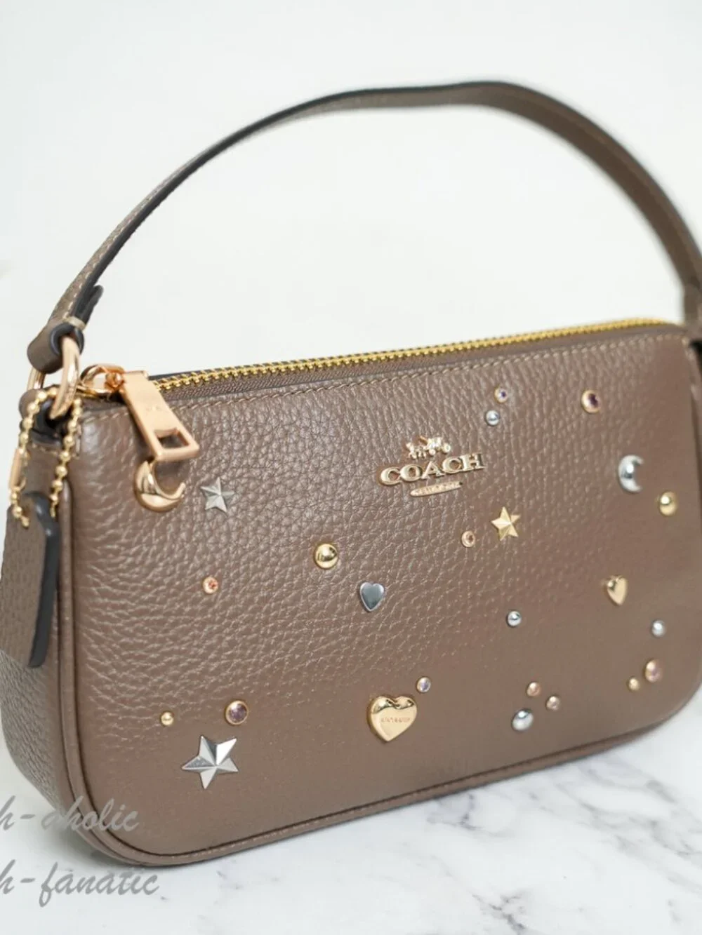 Coach CDC25 Nolita 19 With Rivets Wristlet in Leather/Gold/Dark Stone Multi NWT